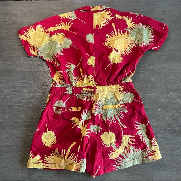 NWT Free People Maroon Malibu Combo Floral Tropical Romper Onesie Jumpsuit XS - Picture 3 of 16